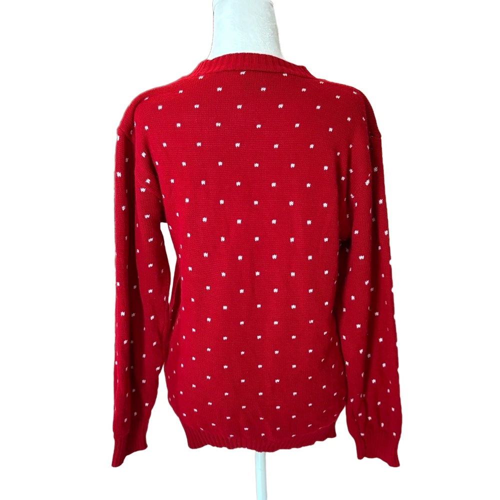 Design London Sweater  Sz Large Red Christmas Elf Design Crew Neck Festive - Picture 2 of 8